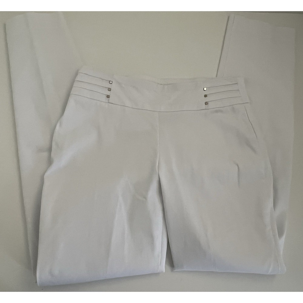 JM Collection Women's White Studded Straight Leg Pants Petite Size PP Dress